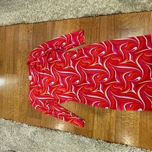 Ali Ro Red and Pink Swirl Mini Dress